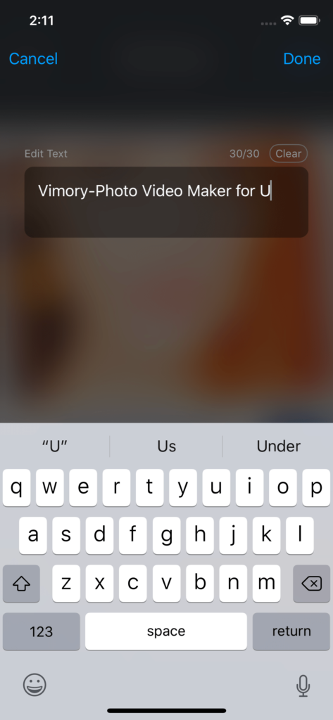 Vimory app Edit Text UI