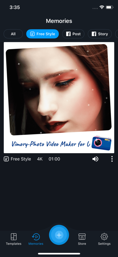 Vimory app Memories UI